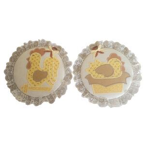 Vintage Chicken Quilted Embroidery Patchwork Quilt Style Wall Art Hen Rooster